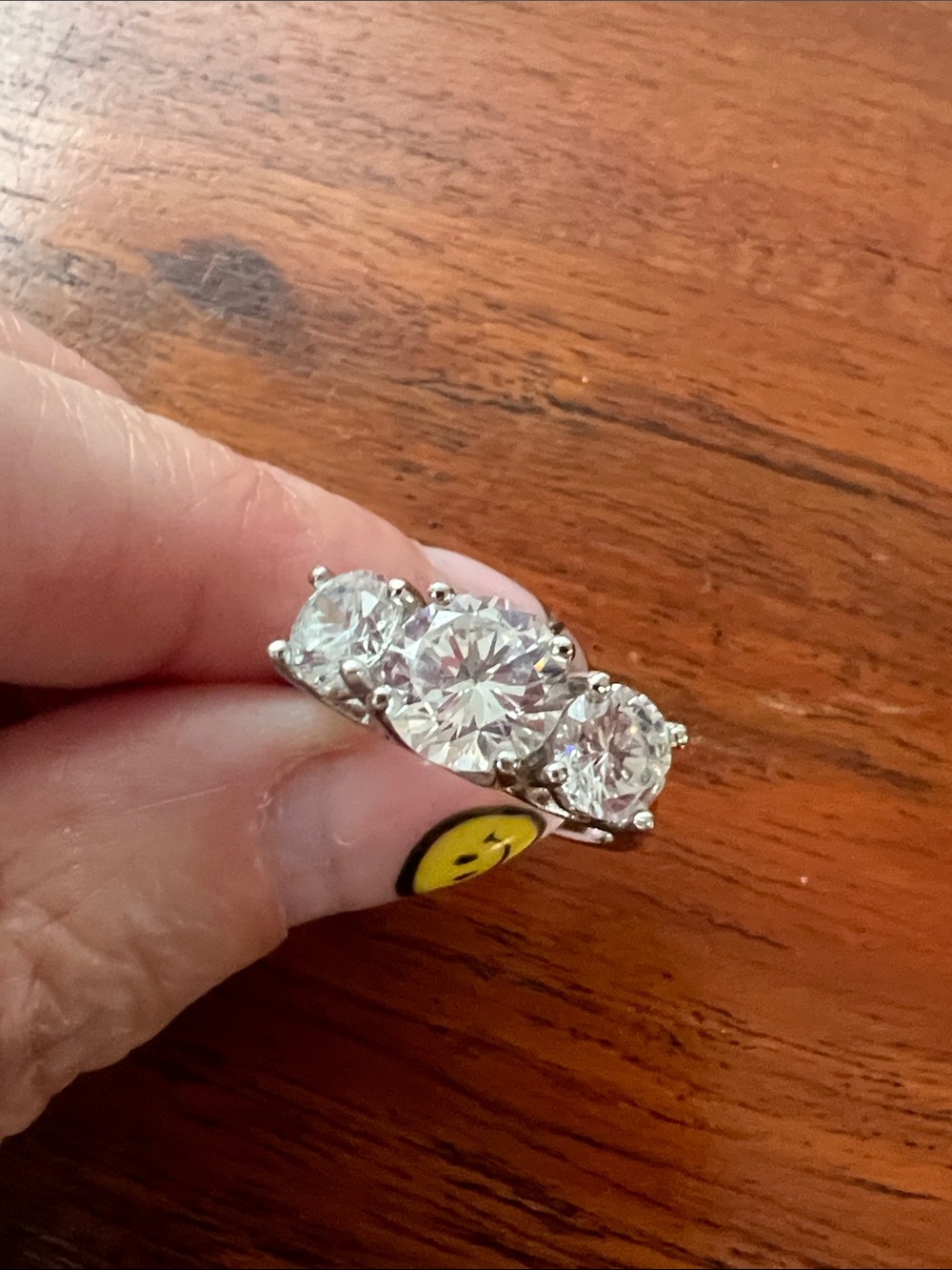Kenneth Jay Lane KJ Lane Signed Three-Stone Cocktail Ring Sz 7.5